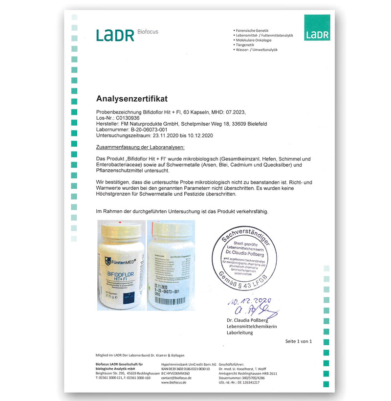 F√ºrstenmed Bifidoflor Hit + Fi For Histamine Inolerance And Fructointolerance With Bifidobacterium And Lactobacillus Strains Laboratory Tested, Vegan And No Additives - NewNest Australia
