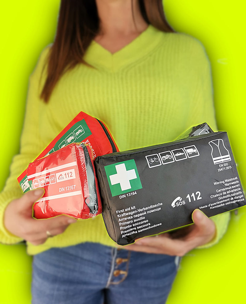Notlok Safety Work Car Motorcycle First Aid Kit, Travel, Bicycle Camping, Small And Compact, Din 13167, Red, European Countries, In Practical Case With Belt Loop - NewNest Australia