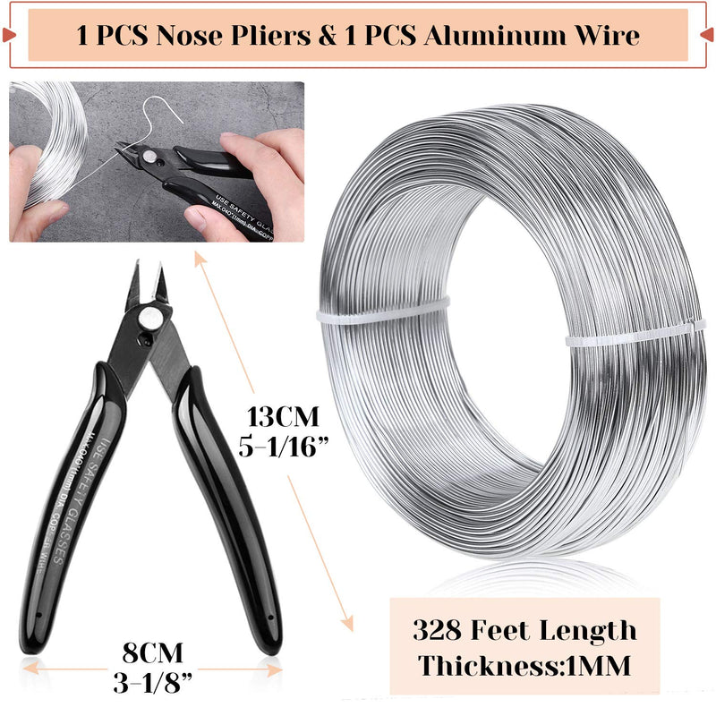 18 Gauge Aluminum Craft Wire Jewelry Making, 328 FT Metal Wire Armature Bendable Wire for Bonsai Trees, Sculpting, DIY Crafts Beading Floral (Silver, 1 mm Thickness) silver 2 - NewNest Australia