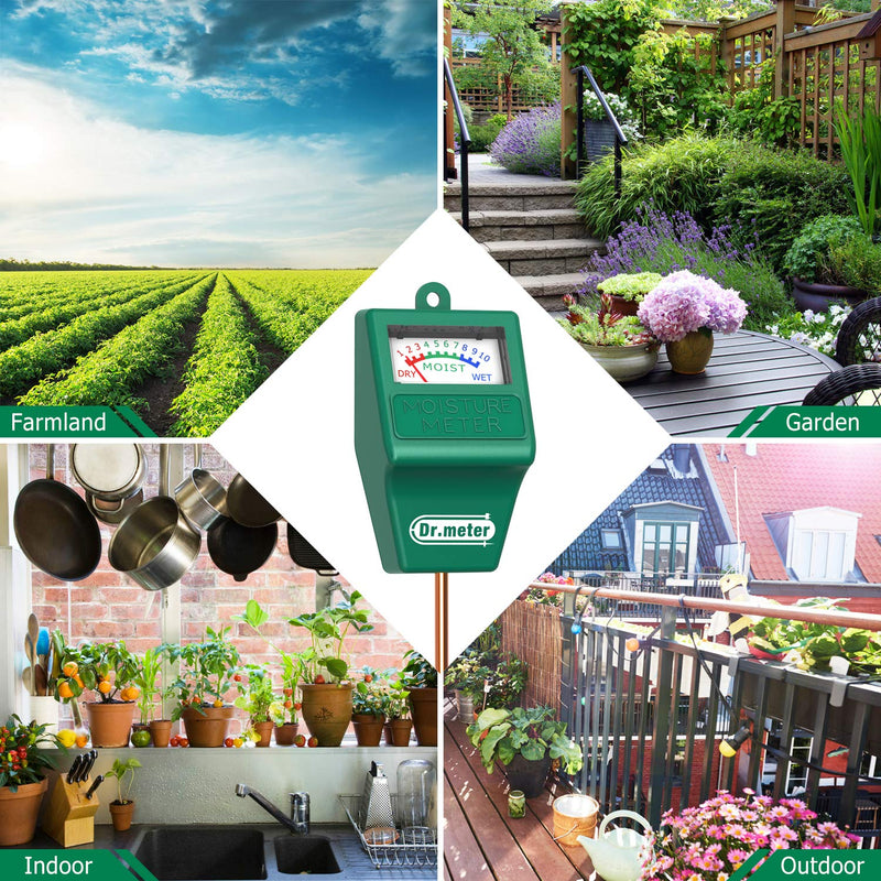 Soil Moisture Meter, S10 Soil Test Kit, Dr.meter Moisture Meter for Plants, Plant Water Meter for Garden Lawn Farm Indoor & Outdoor Use, Soil Tester Hygrometer Sensor for Plant Care, No Battery Needed Green - NewNest Australia