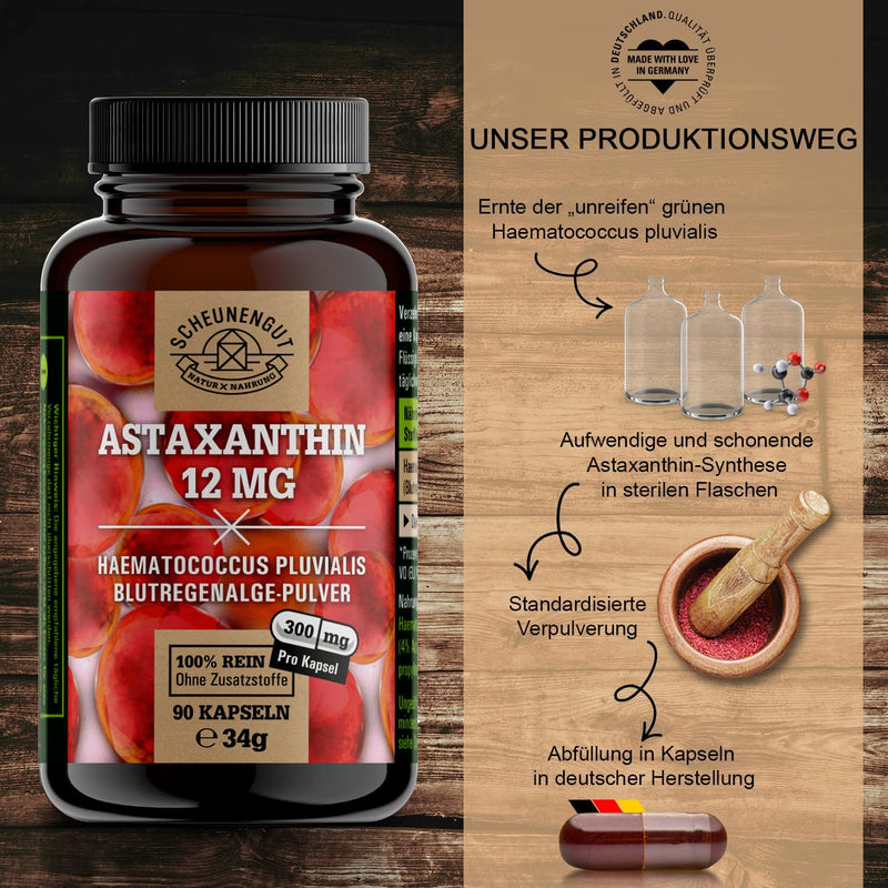 Astaxanthin -12mg- IMPORTANT: Oxidation-free due to esterified structure I Direct purchase from France (not Chinese goods) I Certified high-dose astaxanthin -90 pieces- SCHEUNENGUT® - NewNest Australia