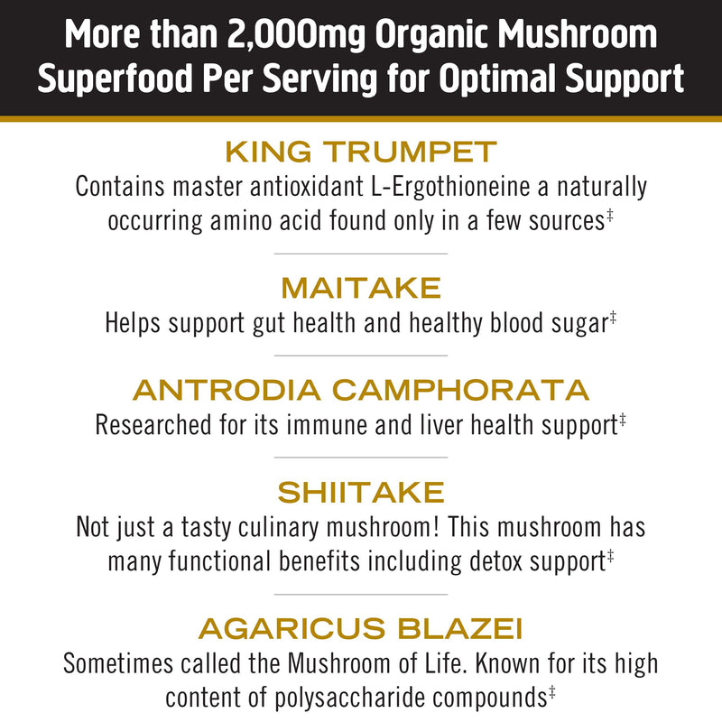 Om Mushroom Superfood Master Blend Mushroom Capsules Supplement, 80 Count, 20 Servings, 10 Mushroom Complex, Lions Mane, Chaga, Cordyceps, Reishi Extract Adaptogens for Vibrant Health, Immune Support Master Blend Capsules 80 Count (Pack of 1) - NewNest Australia