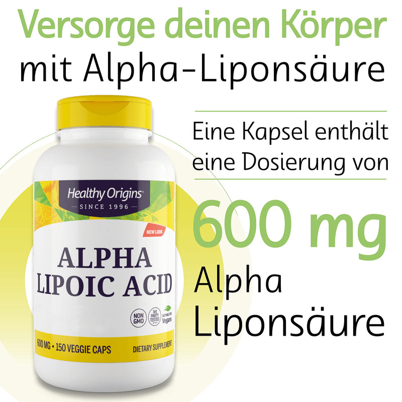 Healthy Origins, Alpha Lipoic Acid (Alpha Lipoic Acid), 600mg Depot, 2-Day Dose, 150 Capsules, Laboratory Tested, High Dose, Gluten Free, Soy Free, Non-GMO - NewNest Australia
