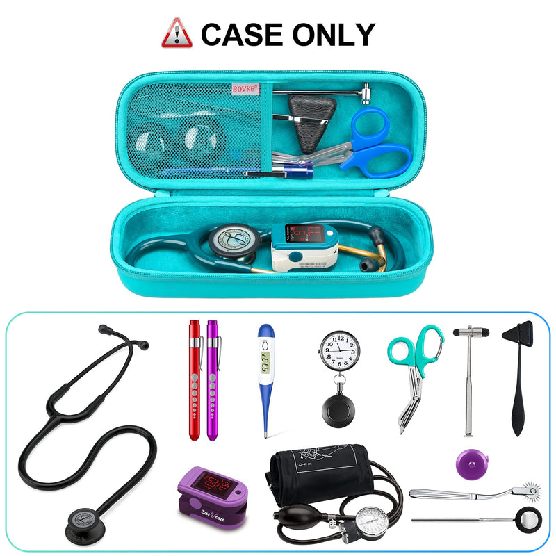 BOVKE Travel Stethoscope Case for 3M Littmann Classic III, Lightweight II S.E, MDF Acoustica Lightweight Stethoscopes, Mesh Pocket for Pen Lights, Medical Scissors and Nurse Accessories, Turquoise - NewNest Australia