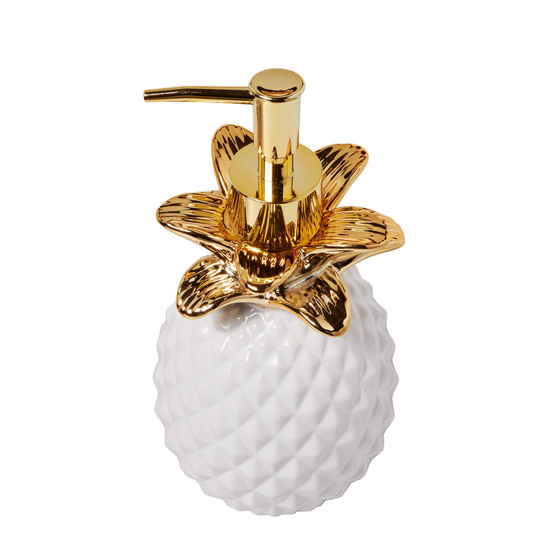 SKL Home by Saturday Knight Ltd. Gilded Pineapple Soap Dispenser, White/Gold Lotion/Soap Dispenser, White - NewNest Australia