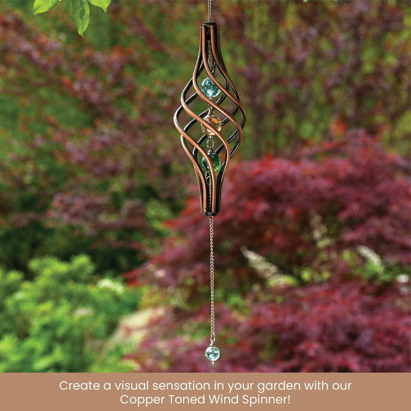 Bits and Pieces - 14" Copper Toned Wind Spinner - Yard Decorations - Weather-Resistant Kinetic Wind Spinner - Garden Decoration - Copper Yard Art COPPER WIND SPINNER - NewNest Australia