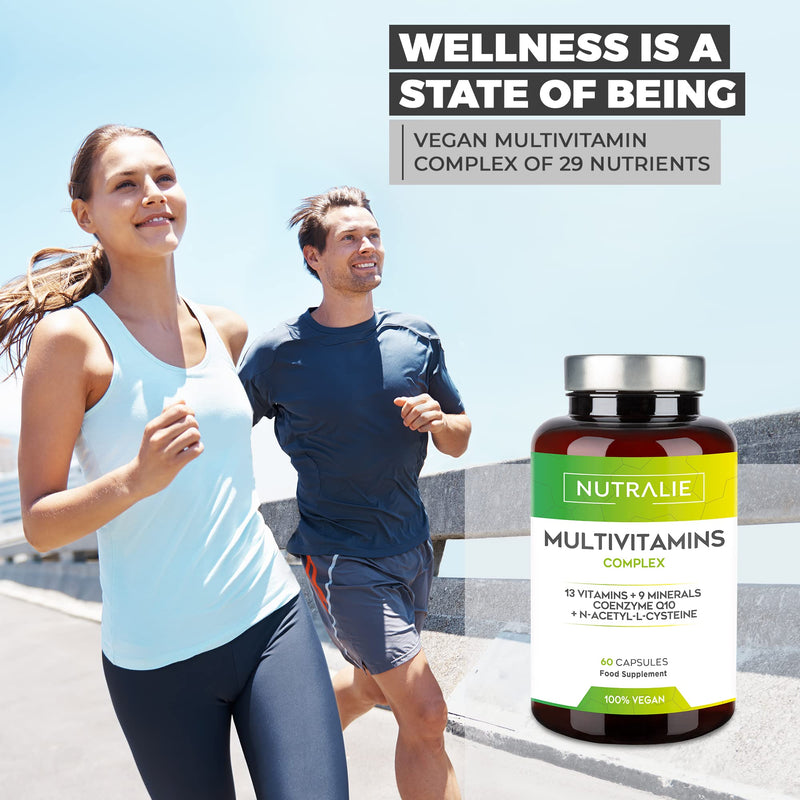 Multivitamin Capsules 29 Essential Nutrients Vegan | Vitamins A, B, C, D, E, K, Biotin, L-Cysteine, Coenzyme Q10 And 9 Minerals | Multivitamin Complex 60 Capsules | Nutralie - NewNest Australia