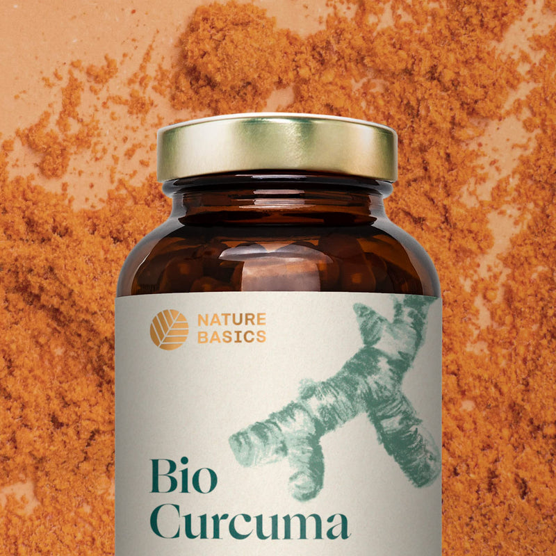 Nature Basics Organic Curcuma Capsules With Black Pepper | Certified & Sustainable In A Glass | Organic Turmeric Capsules 4575Mg / 228Mg Curcumin & 15Mg Piperine | Vegan, Laboratory Tested, From De & Co2 Neutral - NewNest Australia