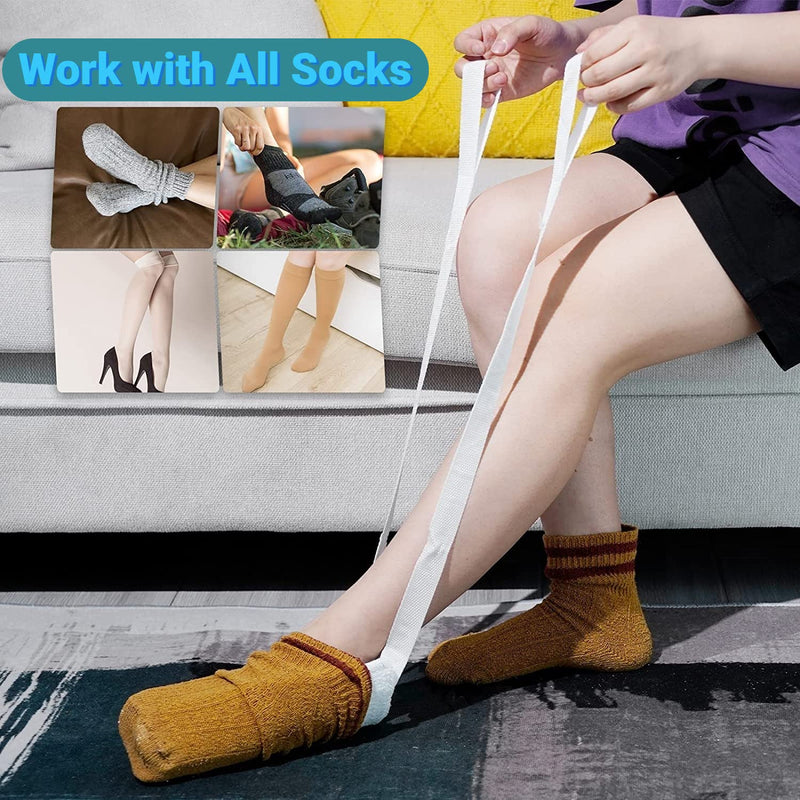 Sock Aid Tool for Putting Socks Easy On and Off for Elderly, Disabled, Pregnant, Diabetics - Pulling Assist Device - Sock Helper (Blue) Blue - NewNest Australia