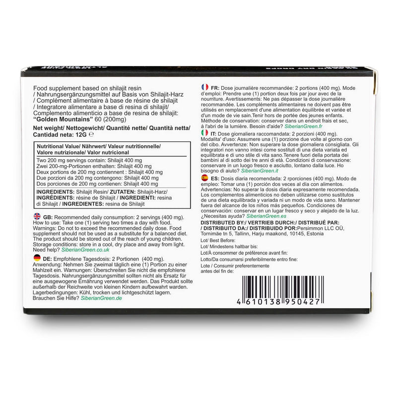 Pure Shilajit Dry Drops from the Siberian Green Altai "Golden Mountains" - 60 pieces (200 mg) Authentic plant-based trace elements & fulvic acid - NewNest Australia