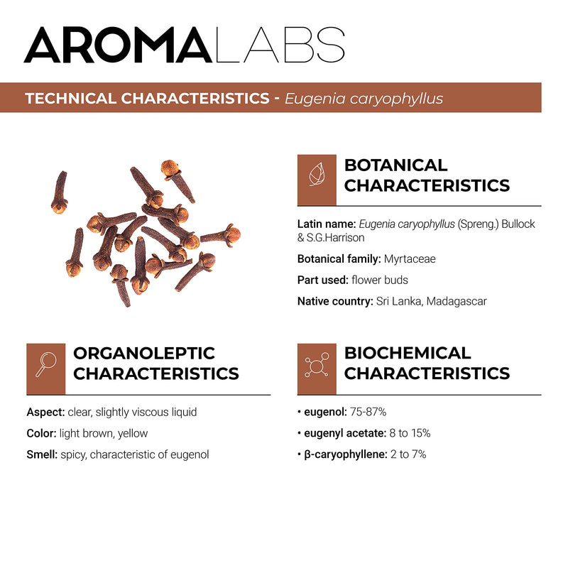 Aroma Labs Organic Clove Essential Oil, 100% Pure, Ecocert Certified Organic - Best Therapeutic Grade Essential Oil, Neutral Clove, 5 ml 5 ml (Pack of 1) - NewNest Australia