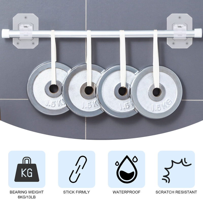 8PCS Upgraded No Drill Curtain Rod Brackets No Drilling Curtain Rod Holders Self Adhesive Curtain Rod Hooks Nail Free Adjustable Curtain Hangers Suitable for Poles of 0.78~1.57 Inch(Transparent) 8 Transparent - NewNest Australia