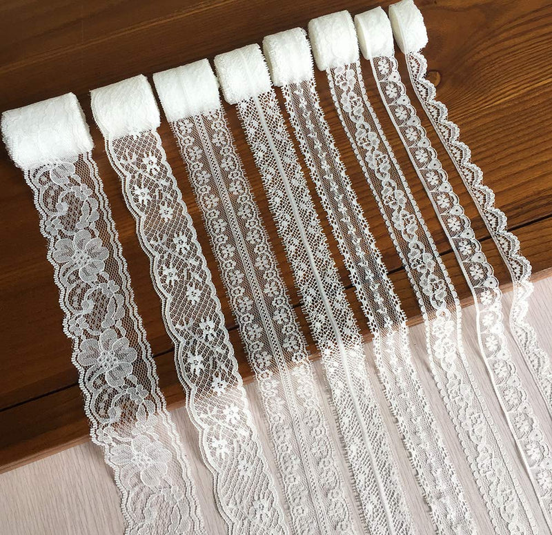 LaceRealm 46 Yards Black White Lace Trim 14 Rolls(3.3 Yards/Each) Assorted Floral Pattern Trim Lace Ribbon for Sewing, Floral Designing and Crafts (14 Styles) 14 styles - NewNest Australia