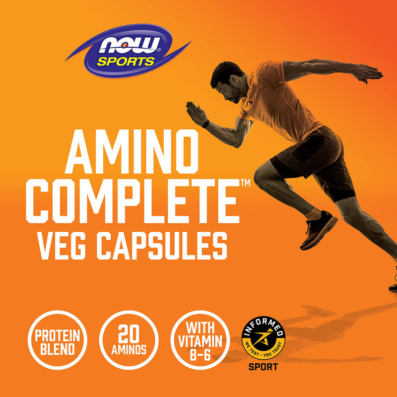 NOW Sports Nutrition, Amino Complete, Protein Blend With 21 Aminos and B-6, 120-Capsules - NewNest Australia