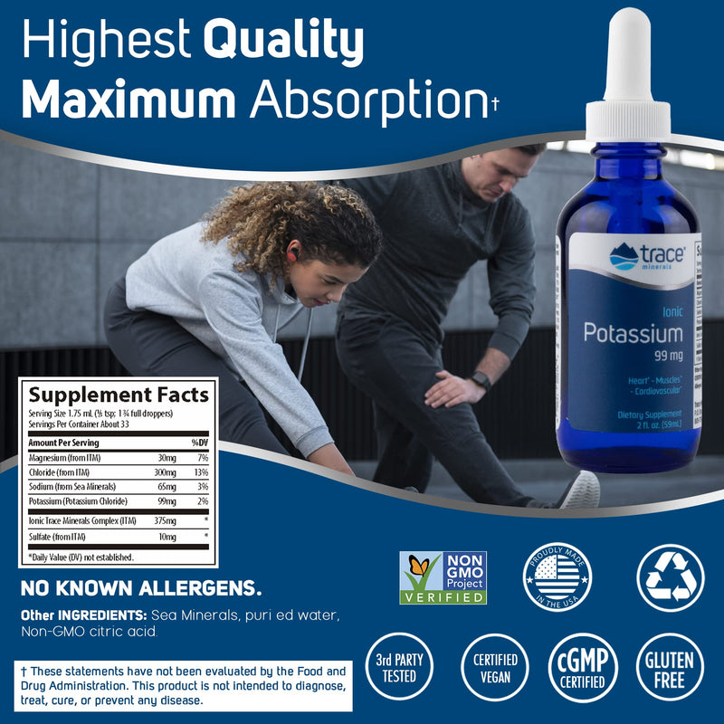 Trace Minerals Research Liquid Ionic Potassium Supplement, 2 Ounce,72 Ionic Trace Minerals, Non-GMO, Healthy Heart, Brain Function 1 - NewNest Australia