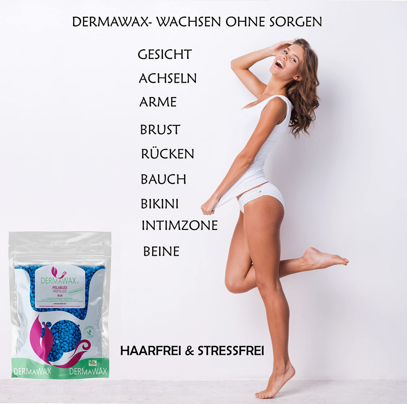 Dermawax 1 kg azulene waxing beads - professional hot wax wax beads for hair removal - use without fleece strips - suitable for all skin types - gentle whole body depilation - NewNest Australia