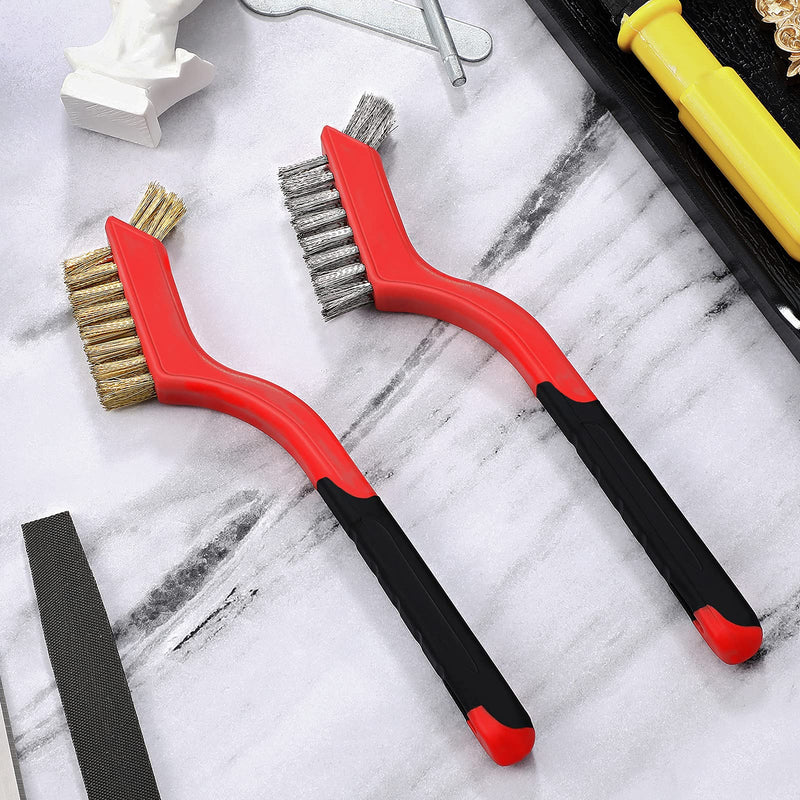 10 Pieces Wire Brush for Cleaning Welding Slag Rust, Brass and Stainless Steel Brush Head, Extra Bristles for Narrow Areas, Heavy Duty Mini Crimped Scratch Brush for Cleaning Grill Welding Slag Rust - NewNest Australia