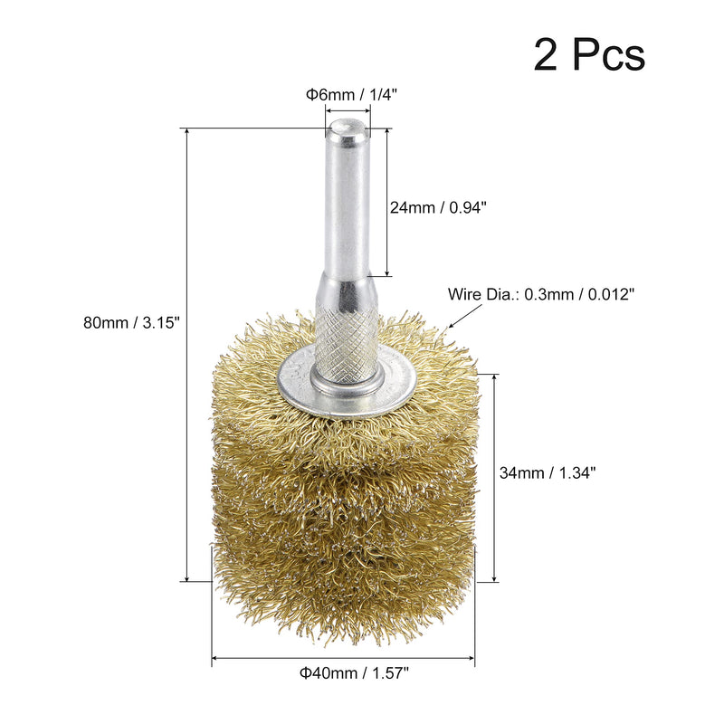 uxcell Wire Wheel Brush, 1.57" x 1.34" Stainless Steel Brass Plated Coarse Crimped Wire 0.012" with 1/4" (6mm) Round Shank for Cleaning Rust Stripping Abrasive - NewNest Australia