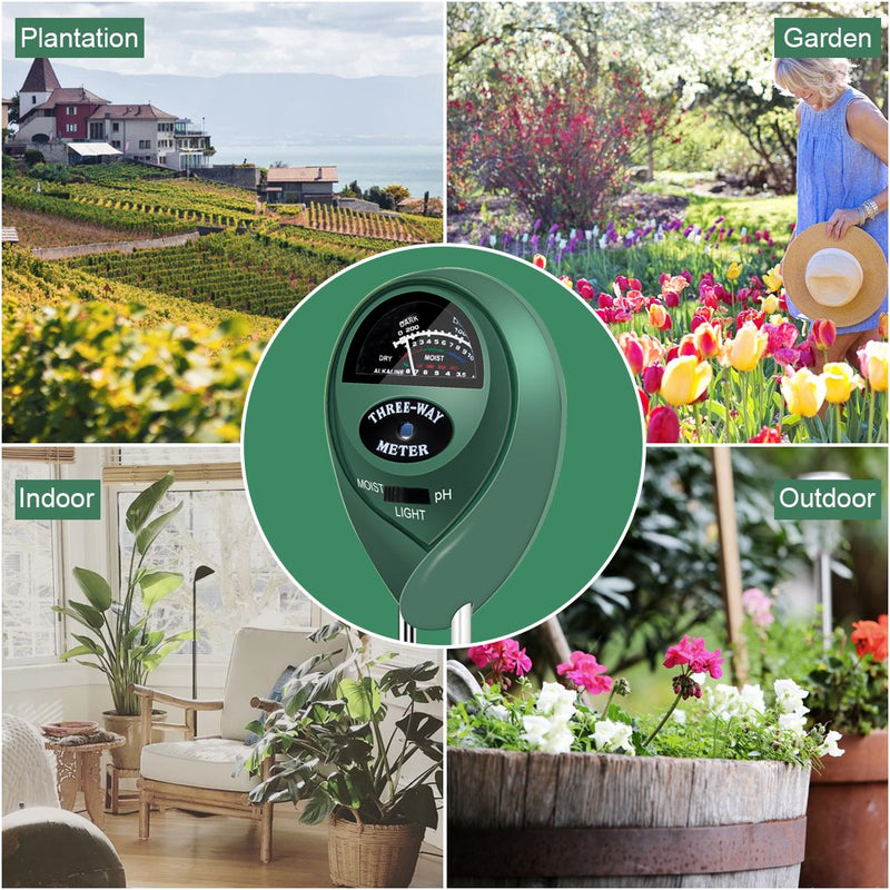 Sonkir MS01 Soil pH Meter, 3-in-1 Soil Moisture/Light/pH Tester Gardening Tool Kits for Garden, Lawn, Farm, Green - NewNest Australia