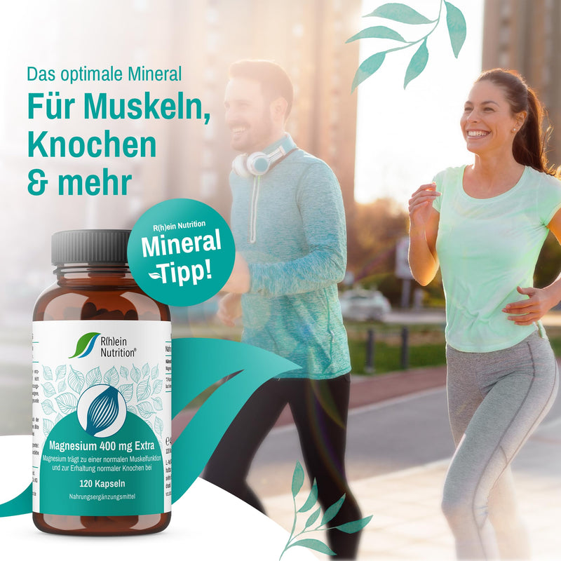R(H) A Nutrition - Magnesium 400 Mg Extra Capsules High Dose - Dietary Supplement For Muscles, Bones & More - 100% Vegan & No Additives Made In Germany (120 Capsules) - NewNest Australia