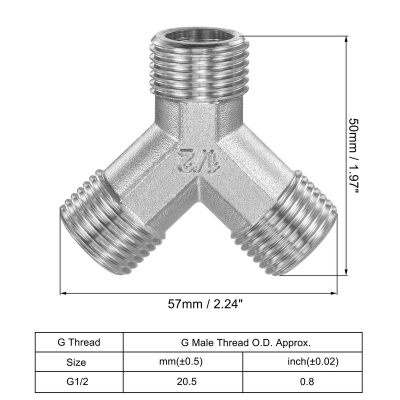 uxcell Pipe Fitting G1/2 Male Thread Y Shape 3 Way Wye Hose Connector Adapter, Nickel-Plated Copper 2pcs - NewNest Australia