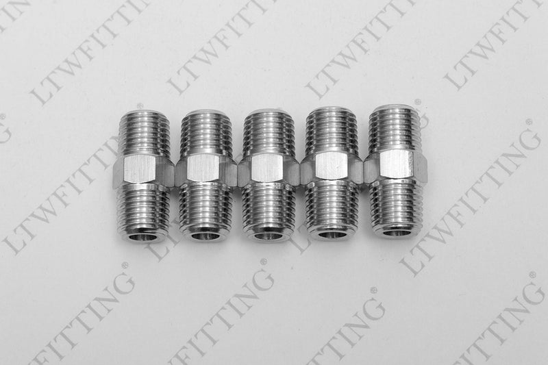 LTWFITTING Class 3000 Stainless Steel 316 Pipe Hex Nipple Fitting 1/4" Male NPT Air Fuel Water (Pack of 5) - NewNest Australia