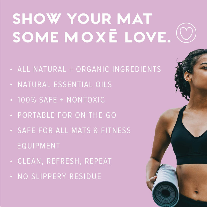 MOXĒ Yoga Mat Cleaner, Lavender Chamomile, Includes Microfiber Cleaning Towel, Helps with Odor & Sweat, No Slippery or Sticky Residue, Non-toxic, Natural, Essential Oils, Plant Based, Made in USA, 4 Ounces - NewNest Australia
