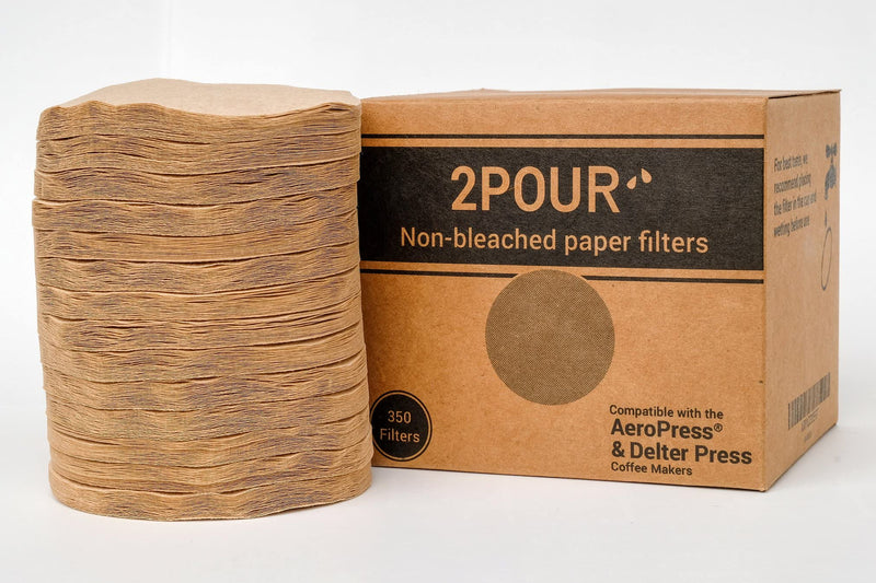 700x (2 Boxes) Reusable Replacement Paper Filters for Use with The Aeropress® Coffee Maker/Aeropress® Go - Vegan Non Bleached Natural - 2POUR®. - NewNest Australia