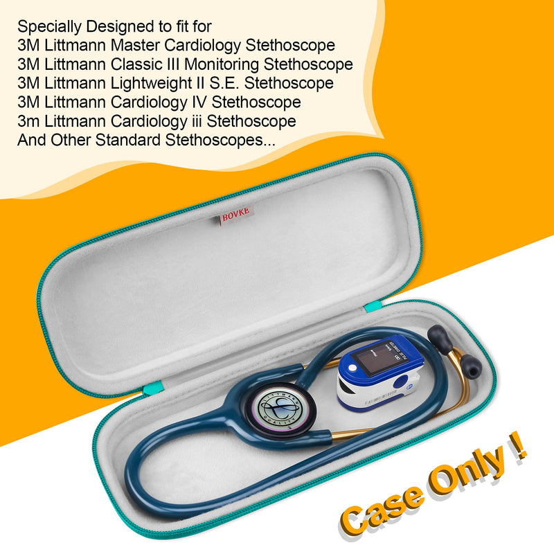 BOVKE Stethoscope Case, Lightweight Slim Stethoscope Holder for 3M Littmann Classic III, Lightweight II S.E, Littmann Cardiology IV, MDF Acoustica Deluxe Stethoscopes, Emerald - NewNest Australia