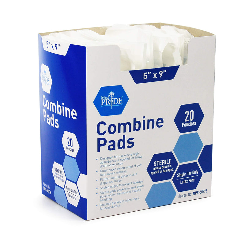 Medpride Sterile Abdominal- ABD Combine Pads| 20-Pack, 5 x 9 Inches| Extra Absorbent & Thick, Individually Wrapped Wound Dressing, First Aid Pads| Surgical-Grade, Nonstick- for Heavy Leakage, Post Op - NewNest Australia