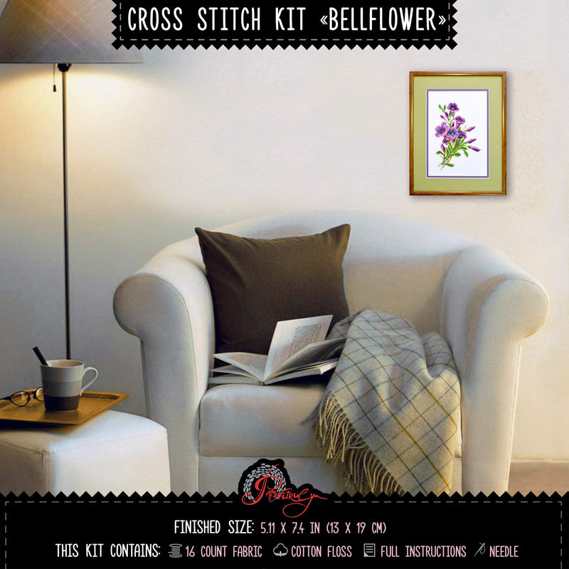 American Bell-Flower Counted Cross Stitch Kit – Flower DIY Embroidery Set American Bell-Flower - NewNest Australia