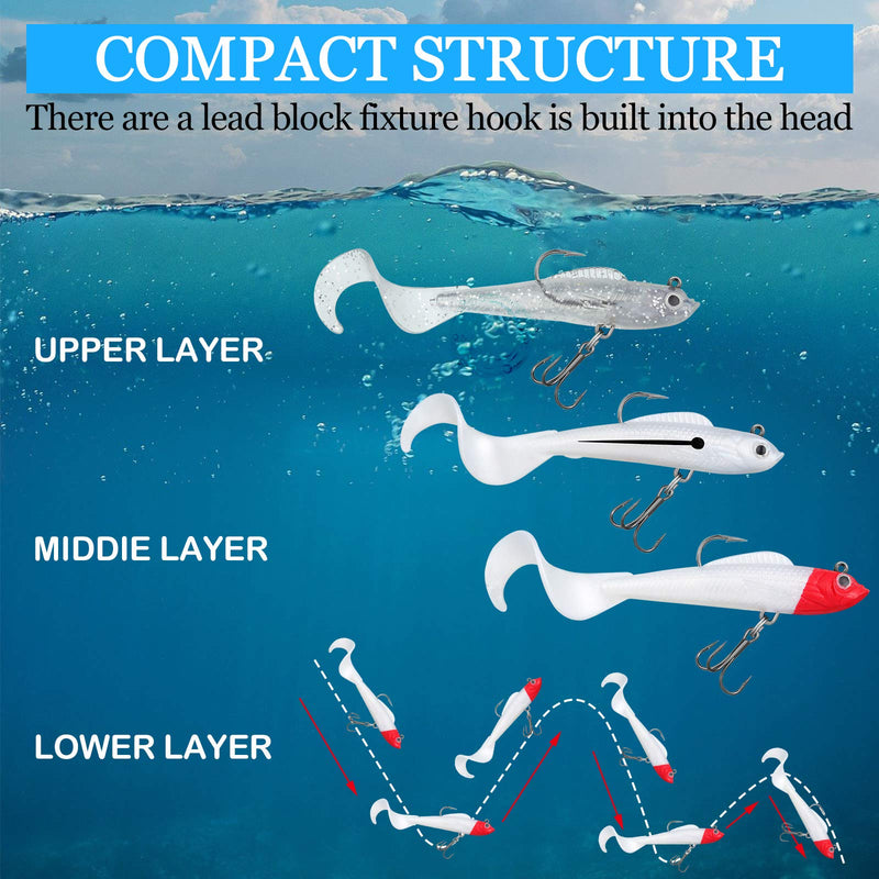 12 Pieces Fishing Lures Soft Plastic Lures for Bass Jig Head Soft Swimbait Lifelike Plastic Baits Tackle Kit for Saltwater and Freshwater, Multi Color - NewNest Australia