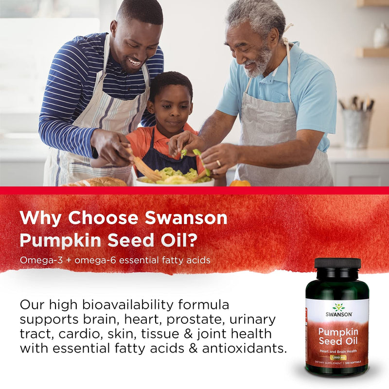 Swanson Pumpkin Seed Oil - Supports Brain Health, Heart Health, Prostate Health, and More - Combination Herbal Supplement with High Bioavailable EFAs - (100 Softgel Capsules, 1000mg Each) 1 - NewNest Australia