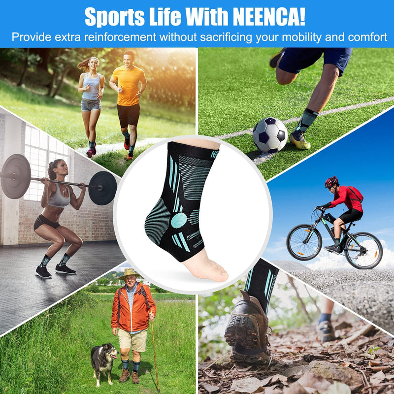 NEENCA Professional Ankle Brace Compression Sleeve (Pair), Ankle Support Stabilizer Wrap. Heel Brace for Achilles Tendonitis, Plantar Fasciitis, Joint Pain,Swelling,Heel Spurs, Injury Recovery, Sports L Blue - NewNest Australia