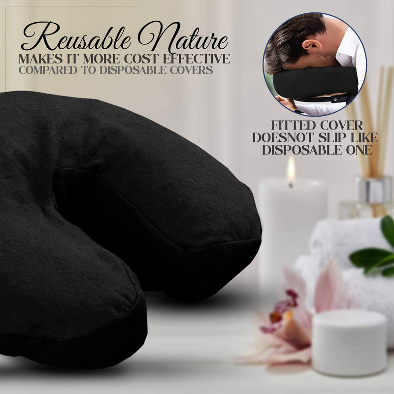London Linens Pack of 4, Premium Extra Thick 100% Cotton Flannel Massage Tables Face Cradle Covers Cozies Fitted - Includes 4 pcs (Black) Black - NewNest Australia