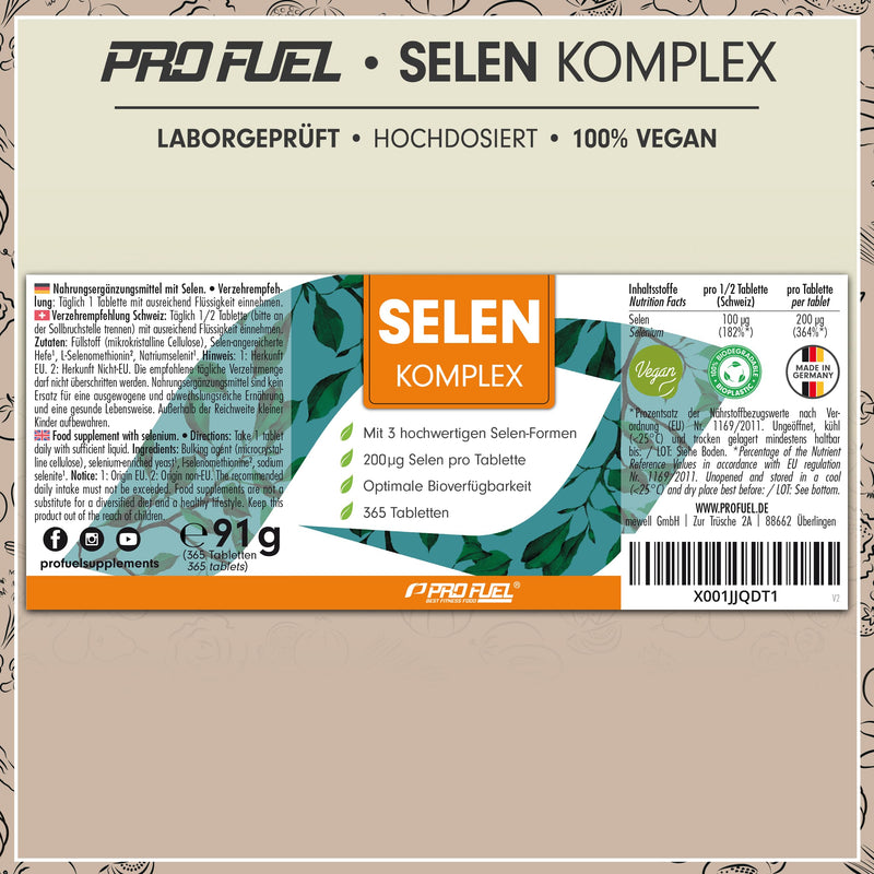 High-dose selenium 365x selenium 200µg tablets - selenium complex from 3 high-quality selenium sources: selenium yeast, selenomethionine & sodium selenite, without unwanted additives, 100% vegan 1x 365 tablets - NewNest Australia