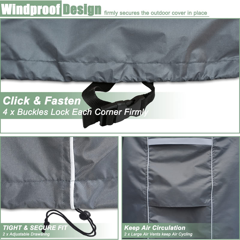Fire Pit Cover Square, 500D Heavy Duty Waterproof Cover for Fire Pit, Fits 28 Inch, 30 Inch, 32 Inch Square Firepit/ Fire Bowl, Windproof&Dustproof Outdoor Firepit Cover -Grey, 32" X 32" X 16" Square -32"L x 32"W x 16"H - NewNest Australia