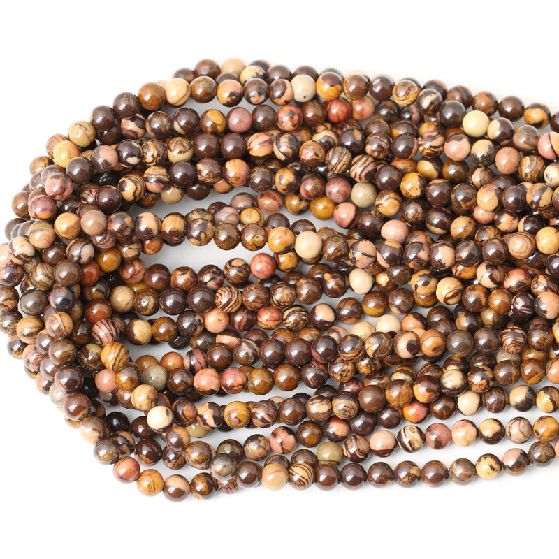 CHEAVIAN 60PCS 6mm Natural Africa Picture Jasper Gemstone Round Loose Beads for DIY Bracelet Necklace Earrings Jewelry Making 1 String 15 Inches - NewNest Australia