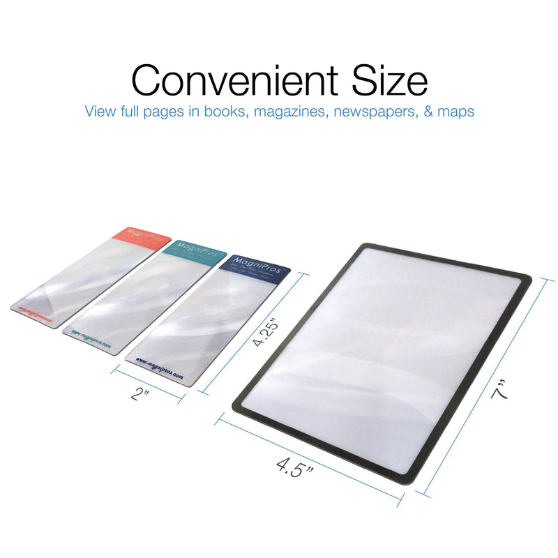 MagniPros Premium 3X (300%) Page Magnifying Lens with 3 Bonus Bookmark Magnifiers for Reading Small Prints, Low Vision Aids & Solar Projects - NewNest Australia