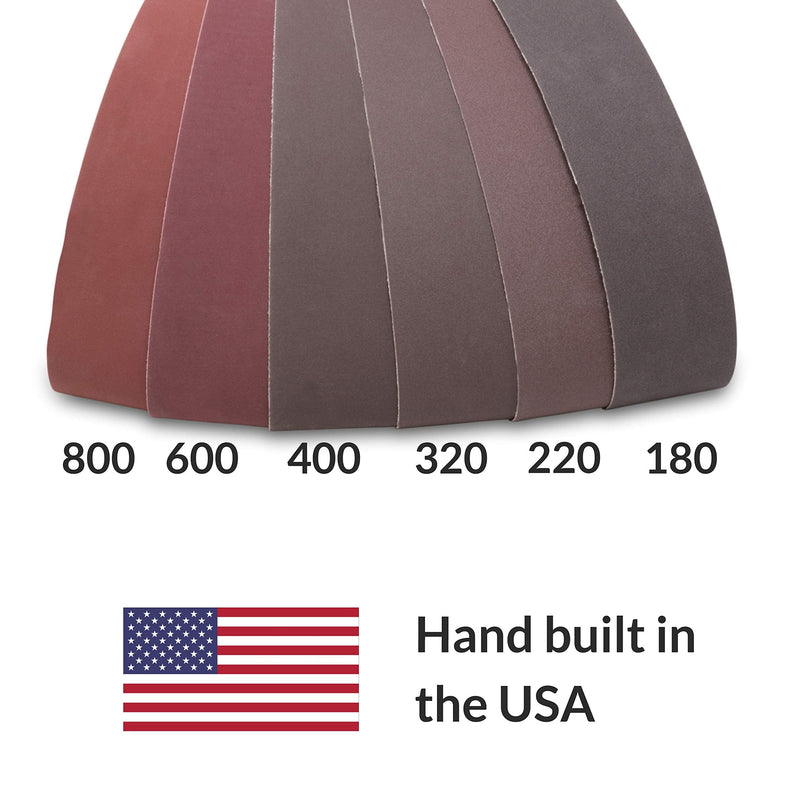 Red Label Abrasives 1 x 30 Knife Makers Fine P180, P220, P320, P400, P600 and P800 Grit Sanding Belts, 6 Pack Assortment Fine Grits - 6 Pk - NewNest Australia