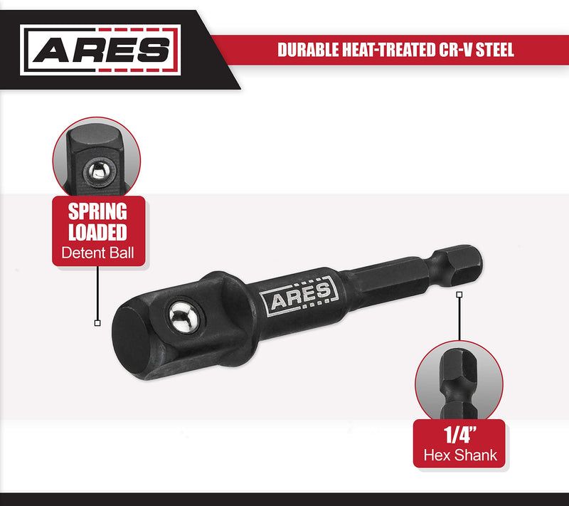 ARES 70000 - 3-Inch Impact Grade Socket Adapter Set - Turns Power Drill into High Speed Nut Driver - 1/4-Inch, 3/8-Inch, and 1/2-Inch Drive 3-Piece Multi-Drive 3-Inch - NewNest Australia