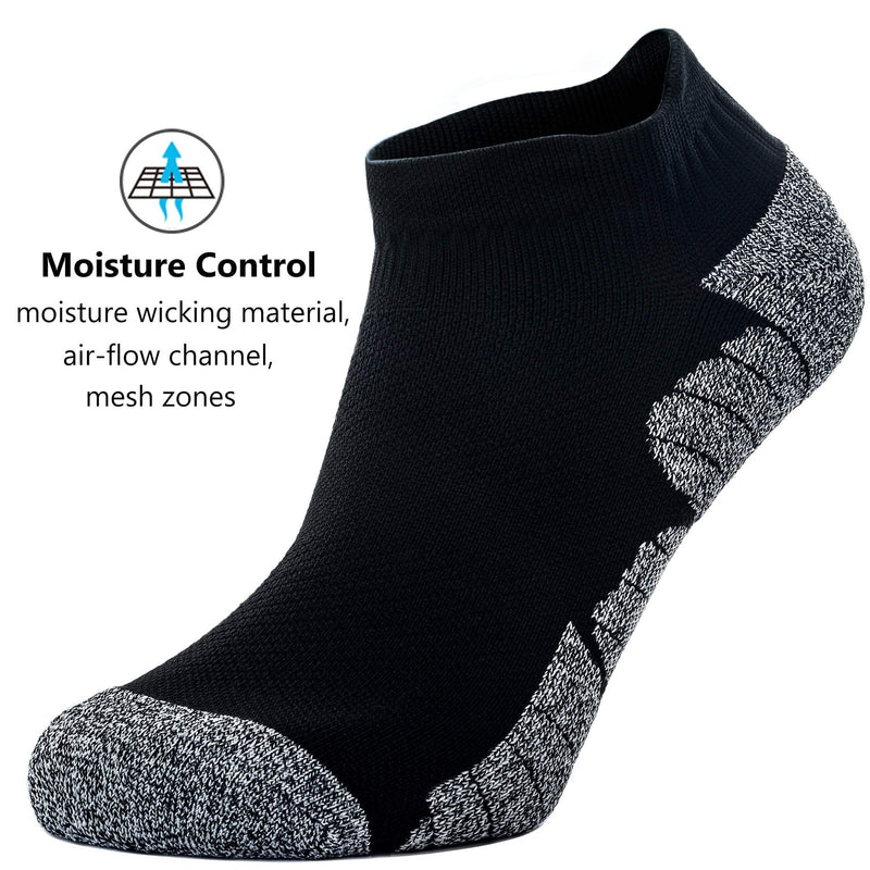CWVLC Unisex Cushioned Compression Athletic Ankle Socks Multipack Large 3-pairs Black - NewNest Australia