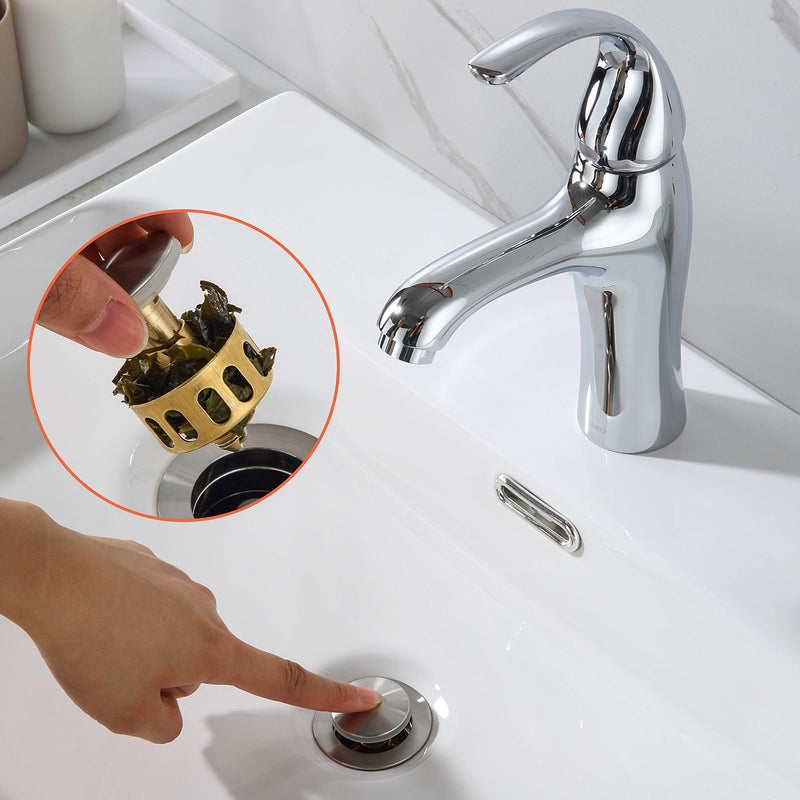 Pop up Sink Drain Stopper for Bathroom Vessel Vanity Sink Art Basin Brushed Nickel,Small Cap with Overflow, Metal Pop up Drain Strainer with Detachable Basket Stopper - NewNest Australia