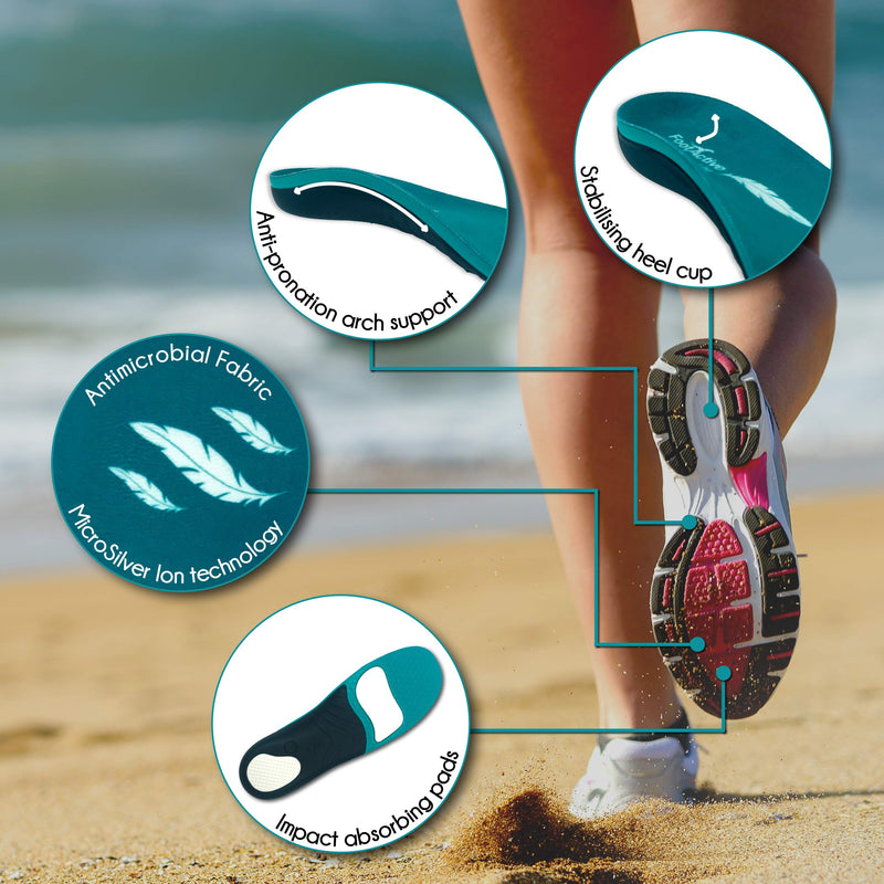 FootActive Ultralite | Light-weight Arch-Support Insoles for Running and Sports | Perfect Cushioning and Support for all Outdoor Activities | Support for Flat Feet 5/6.5 UK - NewNest Australia