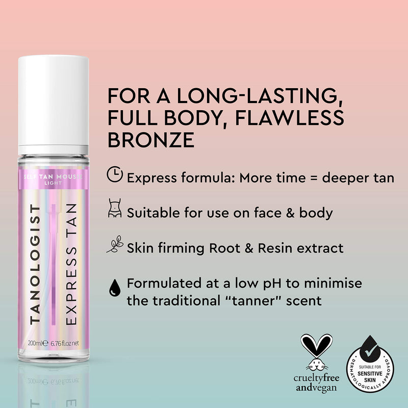 Tanologist Fake Tan Mousse Light (200 ml) Clear Self Tanning Foam For Sensitive Skin Dermatologist Approved Clean Ingredients & Vegan - NewNest Australia