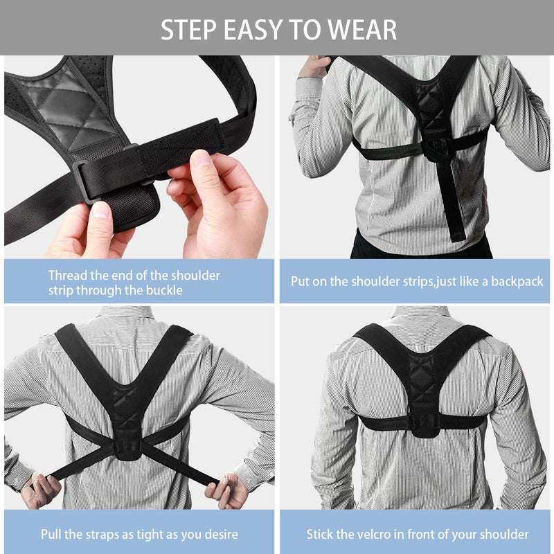 Spinegear Posture Corrector Adjustable back brace, back support, shoulder straps slouching corrector, upper back harness posture back straightener Pain Relief For Men And Women black M - NewNest Australia