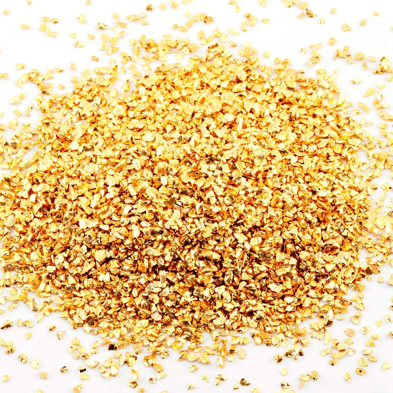Crushed Glass Irregular Metallic Mini Chips Sprinkles Chunky Glitter Gold 100g 0.5-2.5mm for Nail Arts Craft DIY Vase Filler Epoxy Resin Mold Jewelry Making Decoration (Gold, 0.5-2.5mm) - NewNest Australia