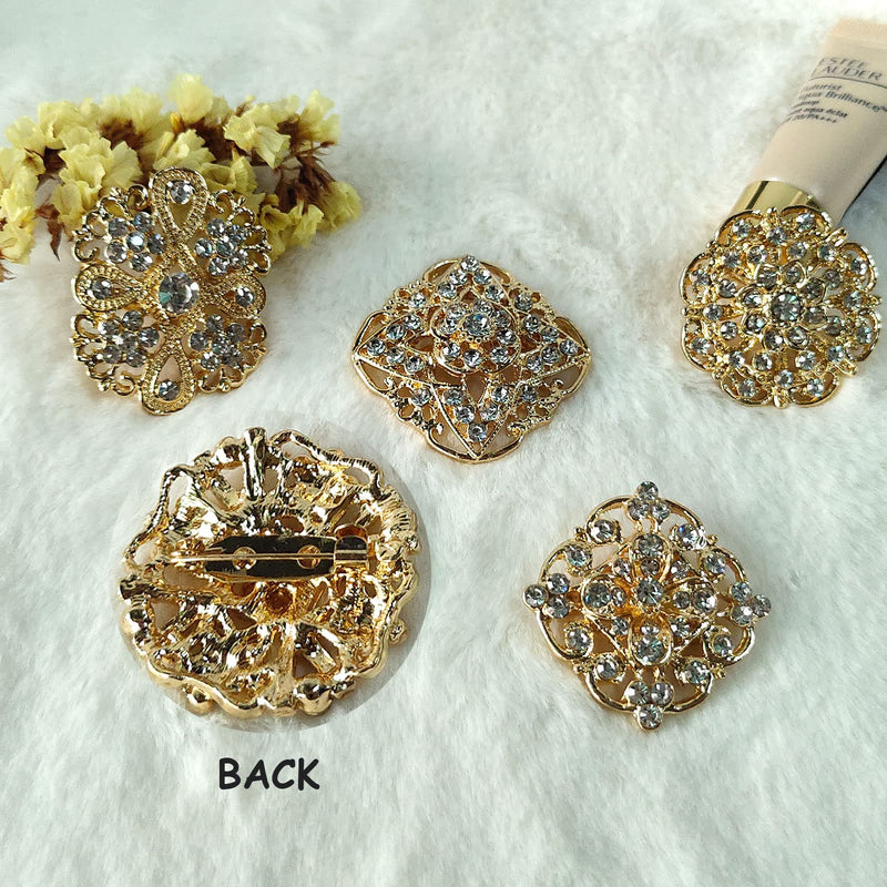 Yhsheen Rhinestone Brooches Crystal Brooch Pins, Pearl Crystal Wedding Bouquet kit Set (Gold-14pcs) Gold-14pcs - NewNest Australia