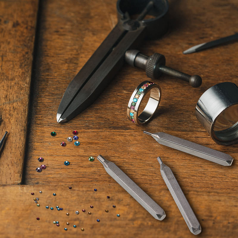 Flat Back Crystals Setter Metal Stamping Punches Kit Includes 3 Pieces Jewelry Metal Stamping Tool for DIY, 1.8 mm, 2.5 mm, 4 mm and 1500 Pieces Multi Colored Rhinestones Crystals - NewNest Australia