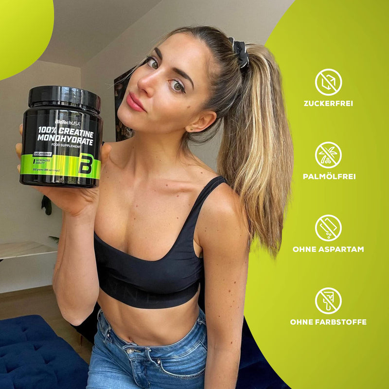 BioTechUSA 100% Creatine Monohydrate | Pharmaceutical Grade Creatine | Micronized | Vegan | Gluten free, 500g can - NewNest Australia